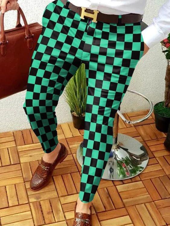 Retro Casual Printed Men's Suit Pants