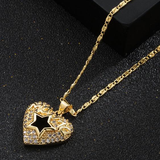 Simple Heart Mama Pendant Copper 18k Gold Plated Hollow Necklace