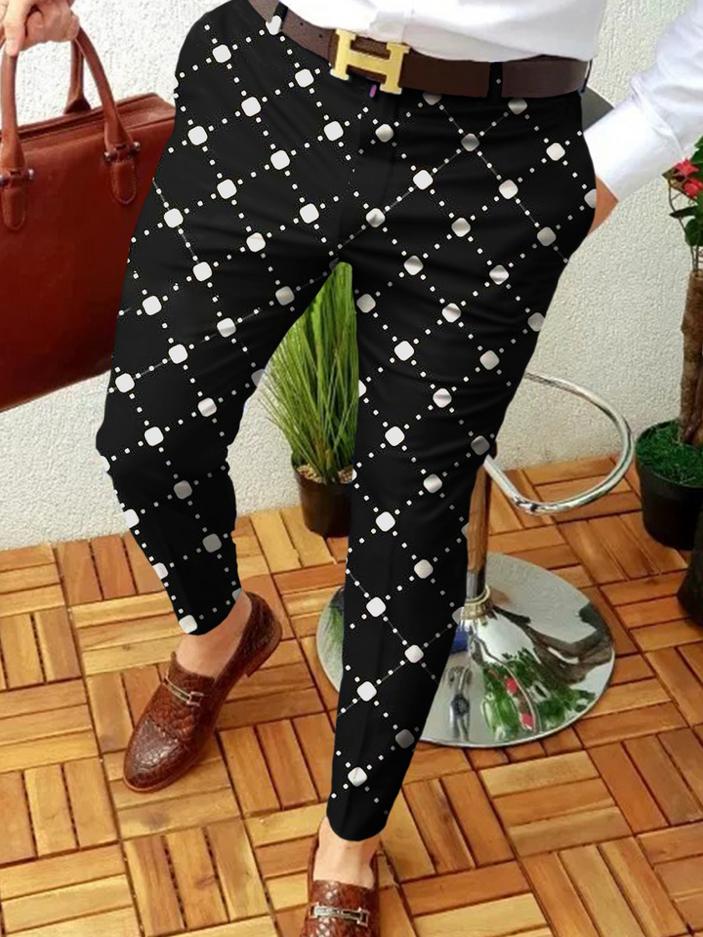 Retro Casual Printed Men's Suit Pants
