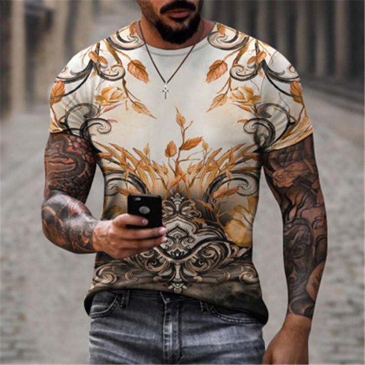 3D Graphic Printed Short Sleeve Shirts Abstract Print