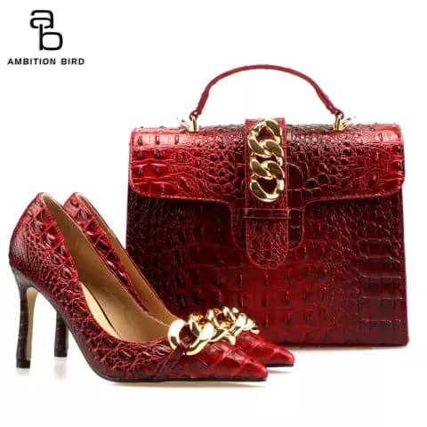 Classy Handbag And Italian High Heel Pump Shoe