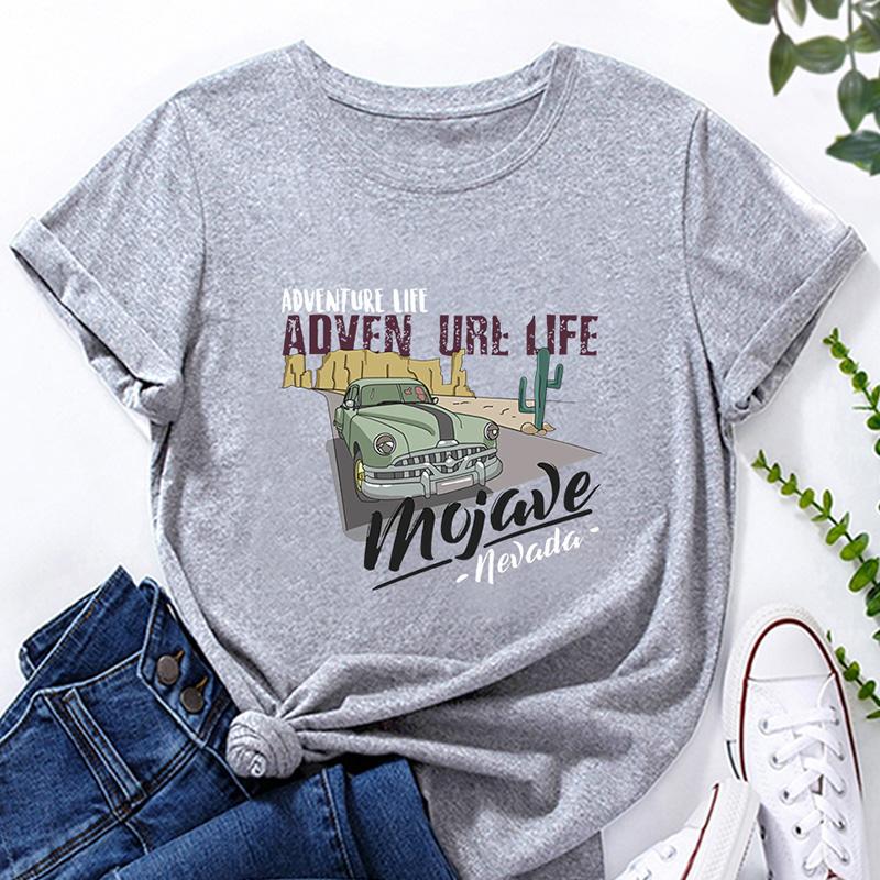 Retro Car Print Short-sleeved Loose T-Shirt