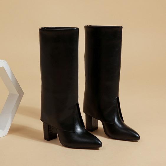 2022 European And American New Style Boots Pointed Toe Thick High-heeled