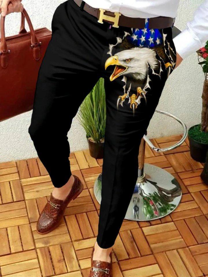 Retro Casual Printed Men's Suit Pants