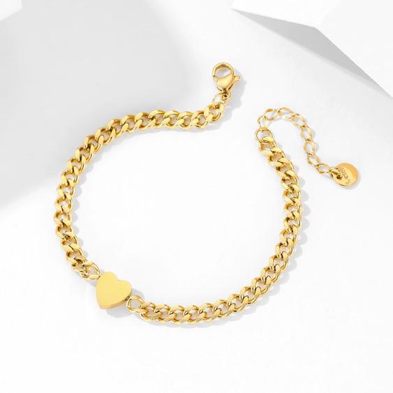 Punk Style Heart Stitching Chain Titanium Steel Bracelet