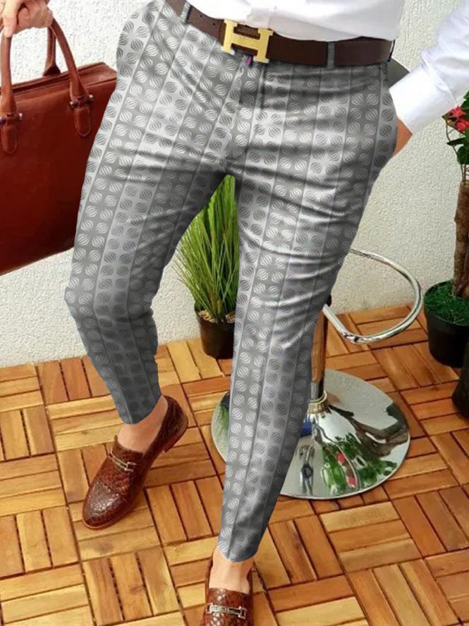 Retro Casual Printed Men's Suit Pants