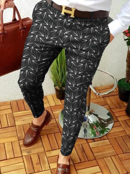 Designer Printed Casual Men's Suit Pant Trouser