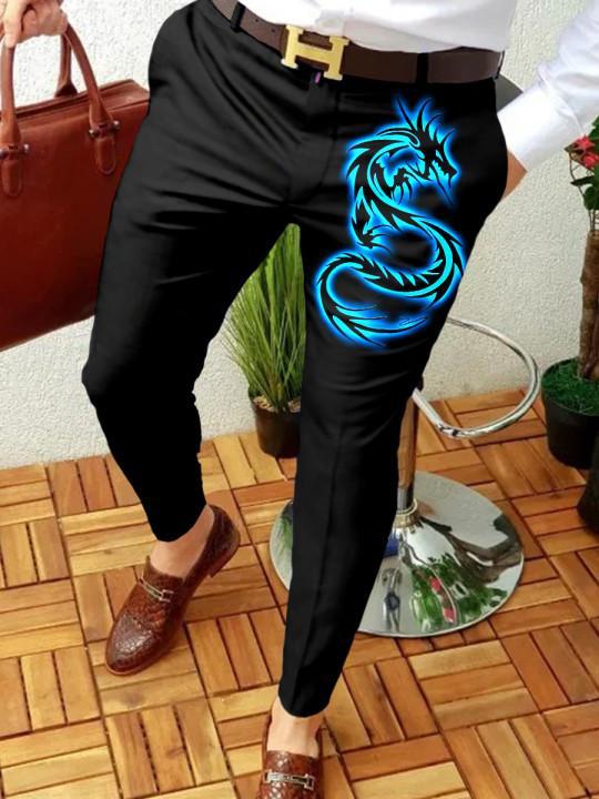 Classy Retro Casual Printed Men's Suit Pant