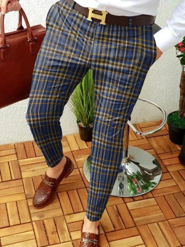 Retro Casual Printed Men's Suit Pants