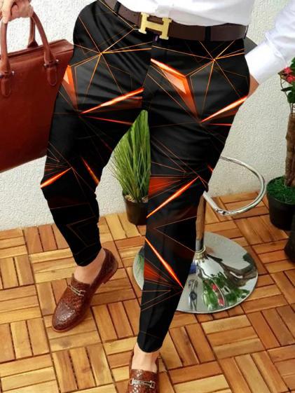 Retro Casual Printed Men's Suit Pants