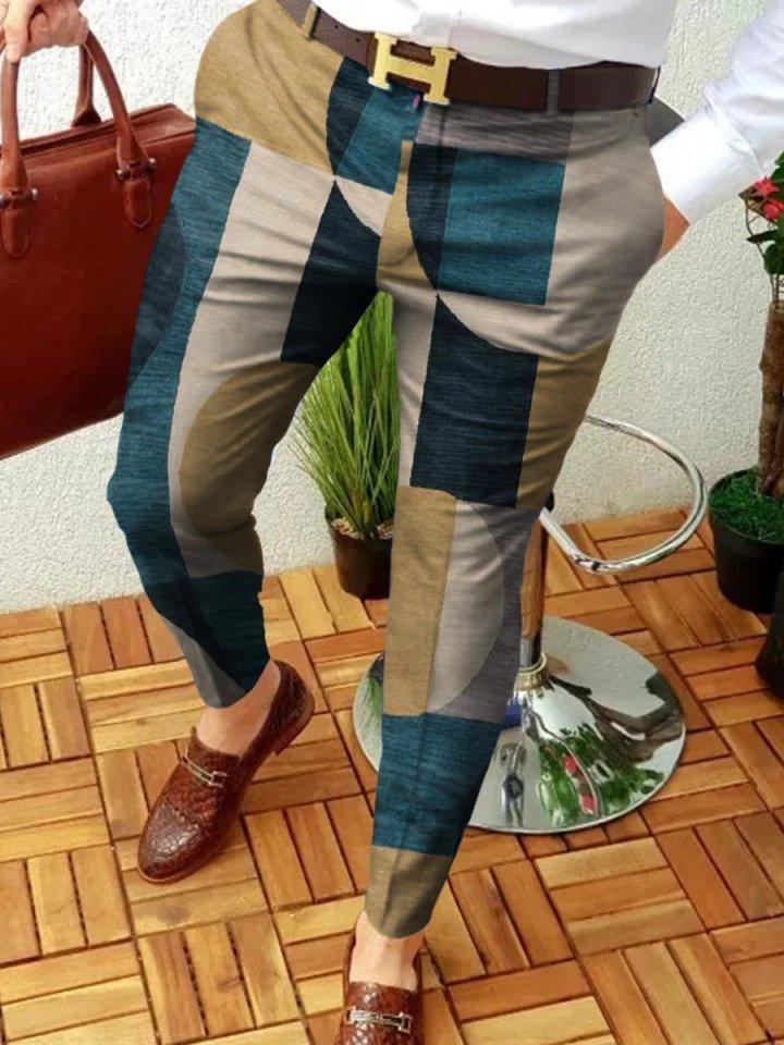 Retro Casual Printed Men's Suit Pants