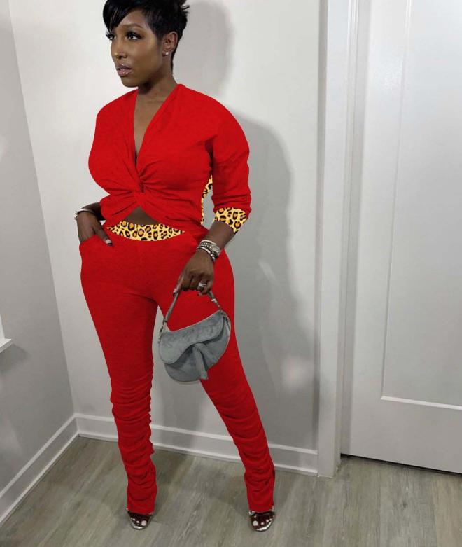 Sexy Leopard Patch plus size Set