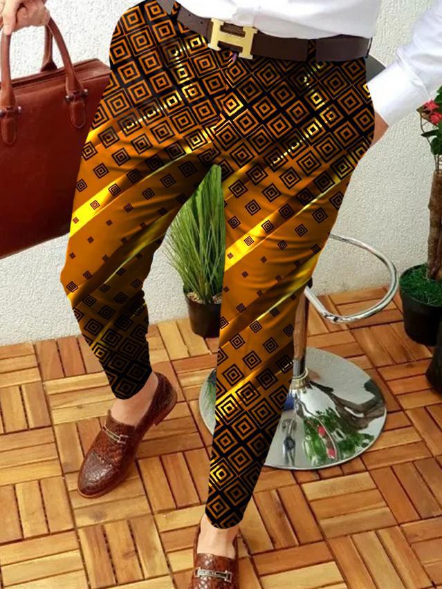 Retro Casual Printed Men's Suit Pants