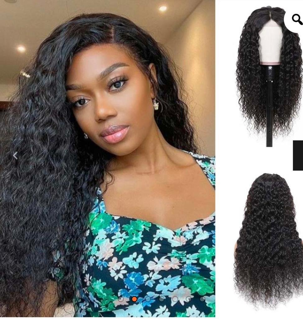 Water Wave 13×4 Lace Wig – 180% Density Natural Black Human Hair