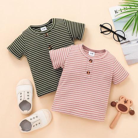 Infant short-sleeved pullover 2022 summer new striped top children's T-shirt