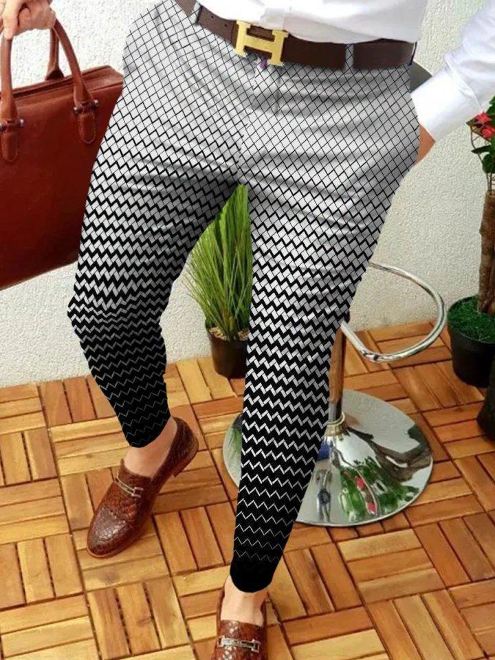 Retro Casual Printed Men's Suit Pants