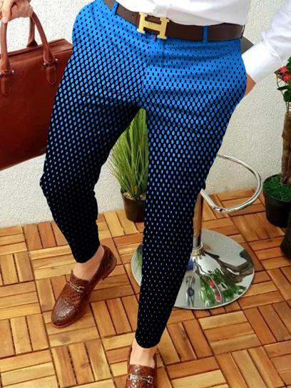 Retro Casual Printed Men's Suit Pants
