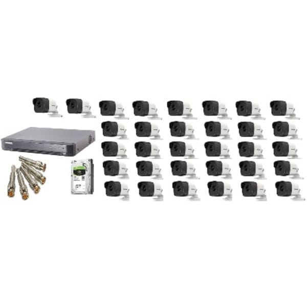 HikVision with 32 Outdoor Cameras 5mp Dvr 1080p 4tb HDD Kit