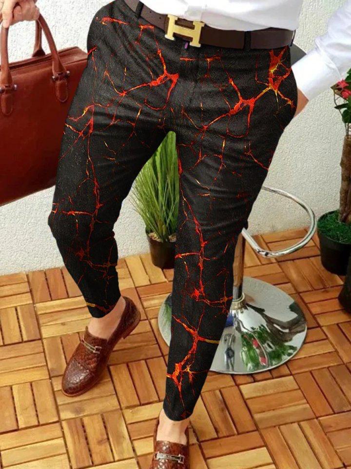 Retro Casual Printed Men's Suit Pants