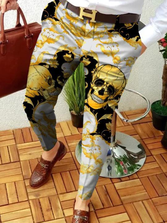 Designed Retro Casual Printed Men's Suit Pant