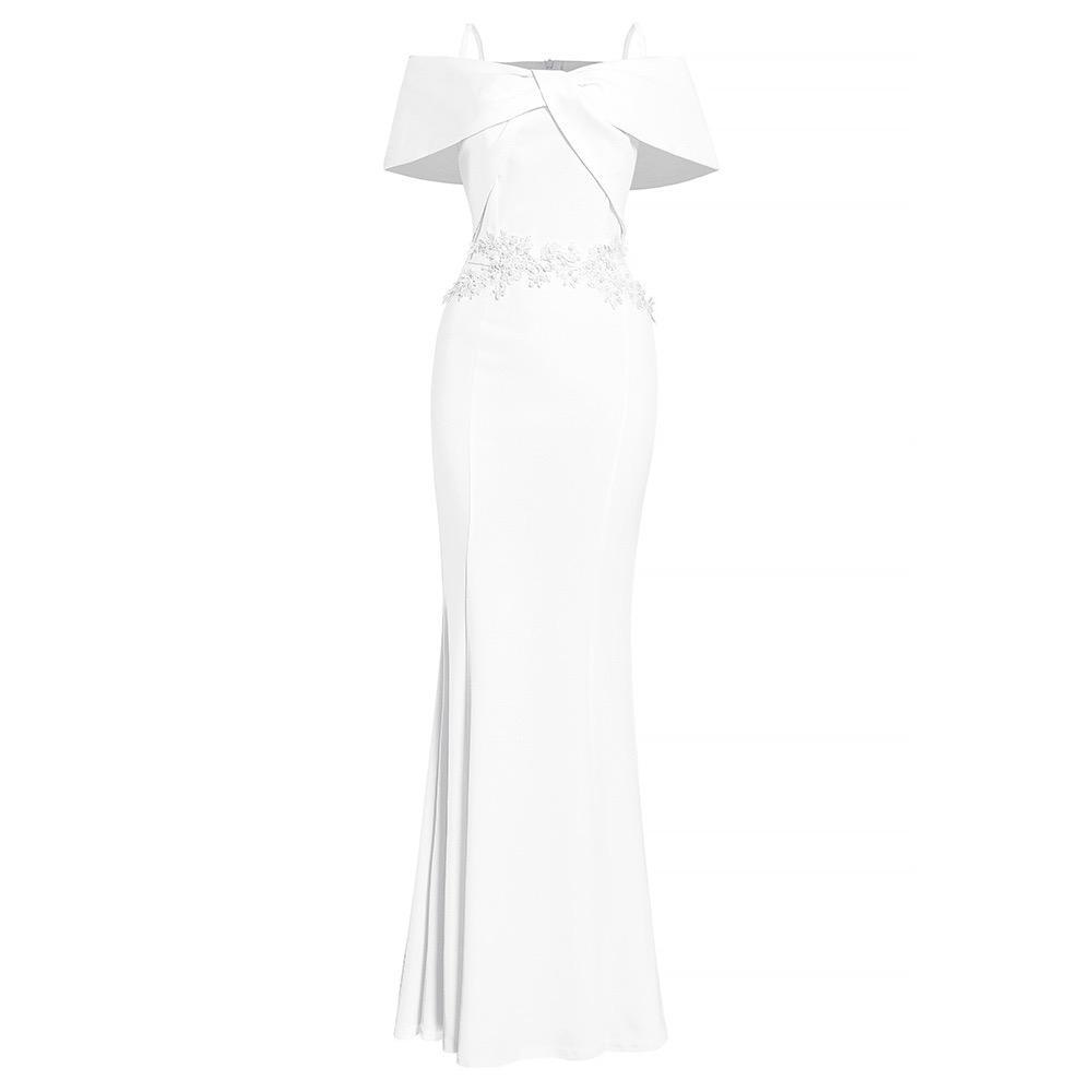 Plus Size Slim One-word Shoulder Sling Embroidery Haute Couture Commuting