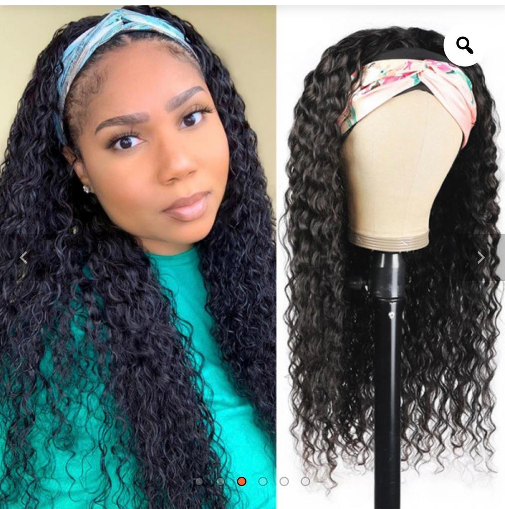 Deep Wave Human Hair Wig Headband Wig 14-24 Inch Wig